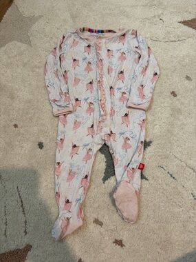 Magnetic Me Pink Ballerina Print Footed One-Piece